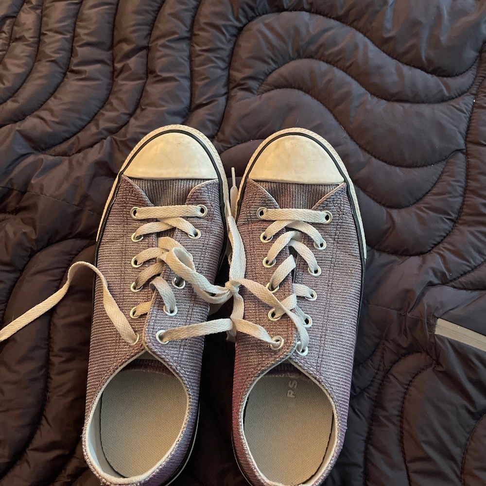 Children’s sized but equal women’s 8. mermaid purple Converse low sneakers
